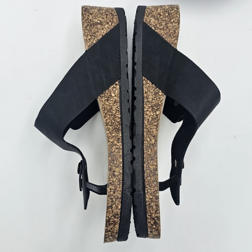 🆕️CL by Laundry Black Cork Wedge Sandals – Size 41 - Picture 6 of 8